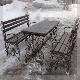 Набор садовой кованой мебели: стол + 2 лавки MS-NS-001